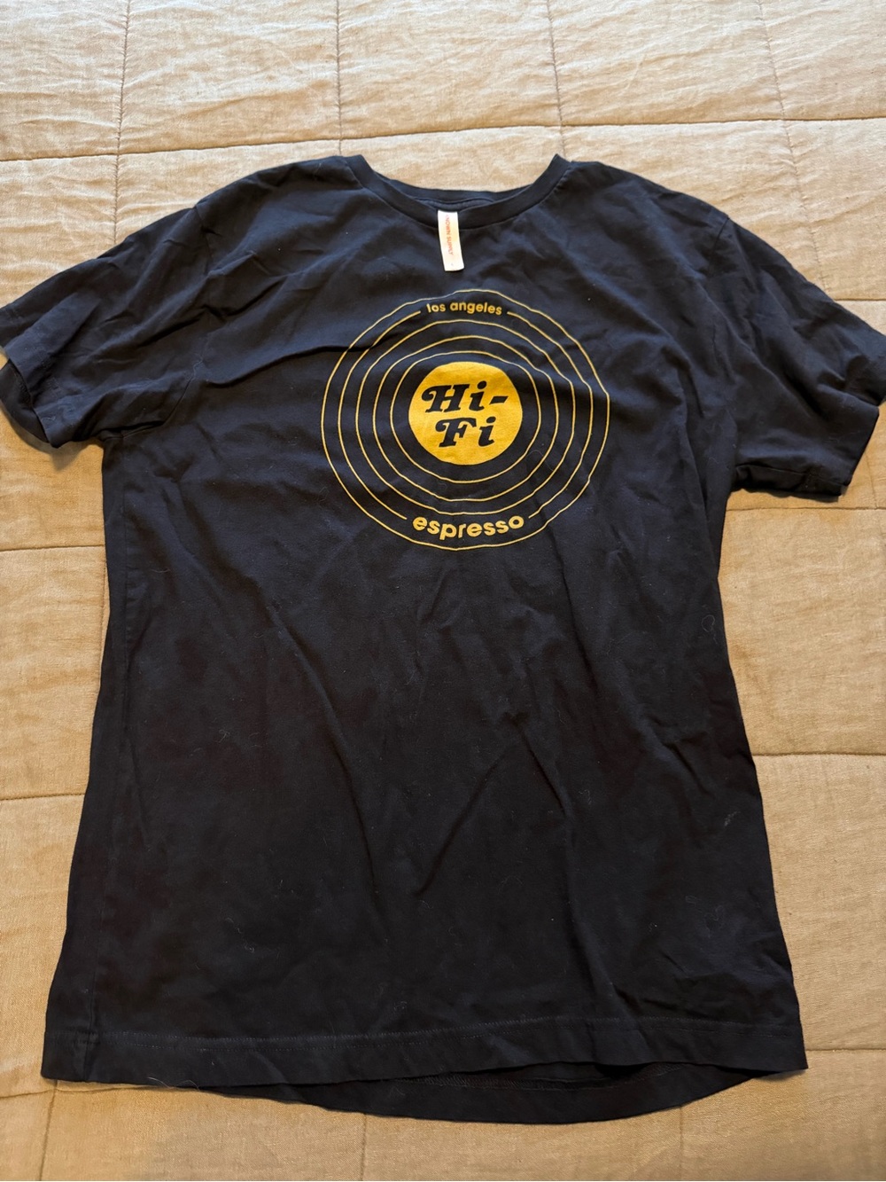 Hi-Fi Espresso Graphic Short Sleeve Tee — Black with Yellow Logo